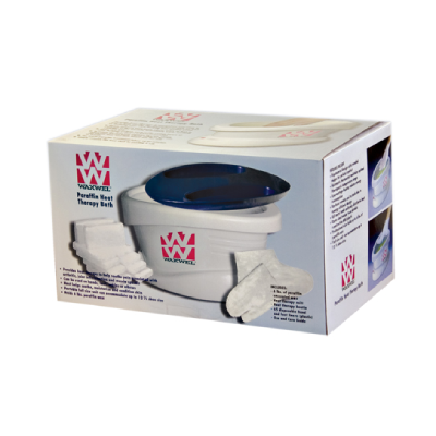 Paraffin Wax Bath_WaxWel | Standard Unit Includes 6 lb Unscented Wax, 100 Liners, 1 Mitt, 1 Bottie - TherapyCart